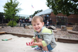 Sandbox in the Dotson Back 40 at the Children's Museum of Southern Minnesota in Mankato