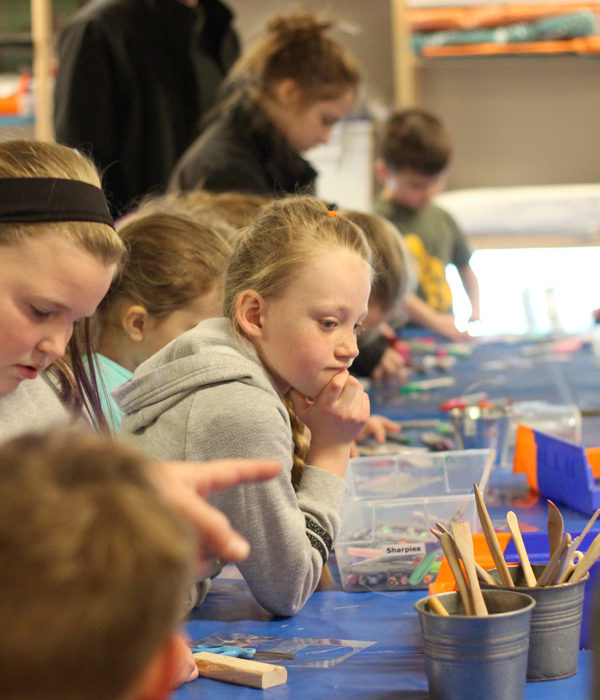 Creating art in Cecils Imagineering STEAM loft new programming every two weeks Childrens Museum of Southern Minnesota