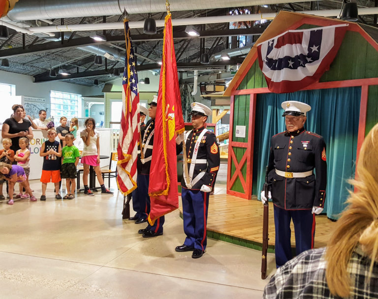 Military Service Recognition veterans service members on the Lauri Kuch Memorial Stage at the Children's Museum of Southern Minnesota