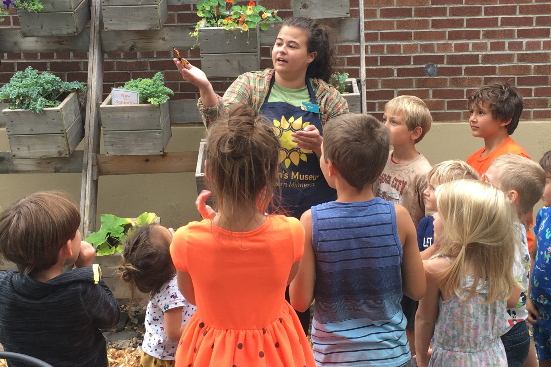 Molly Playworker butterfly monarch release Childrens Museum of Southern Minnesota