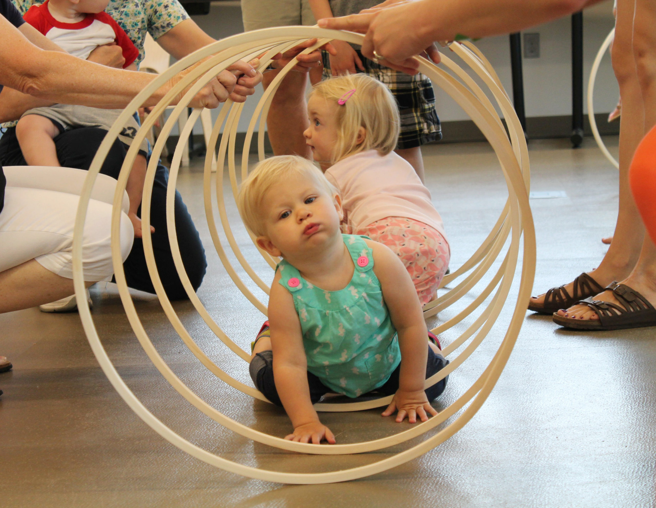 Toddler Wednesday in the Childrens Museum of Southern Minnesota community room weekly programming held each Wednesday morning led by Educators