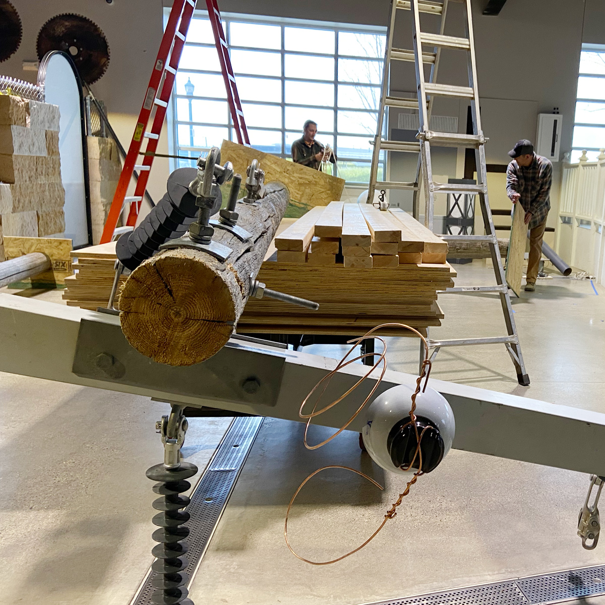 Early stage of installing the exhibit