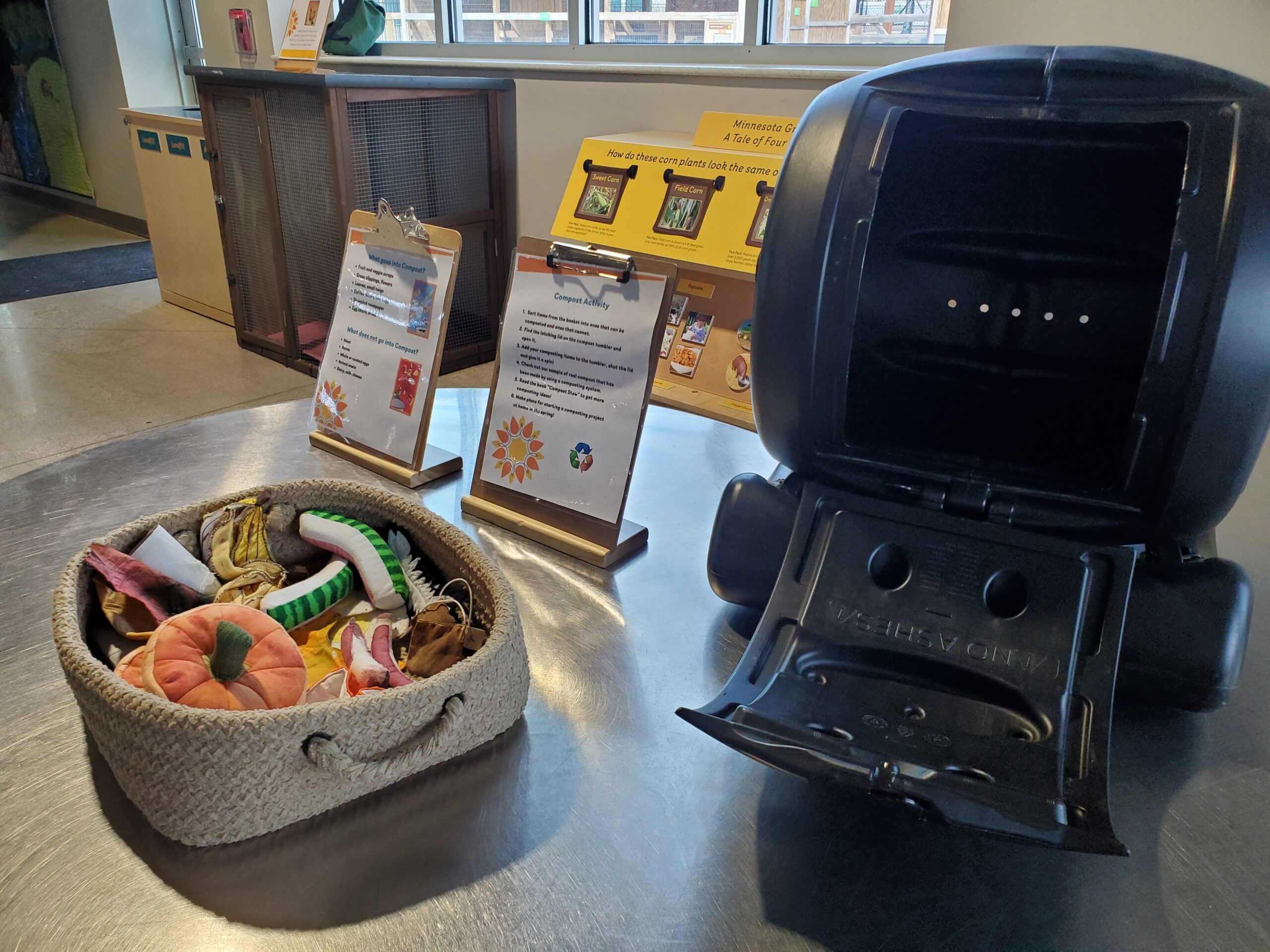 Composting in the Ag and Nature Lab at the Childrens Museum of Southern Minnesota