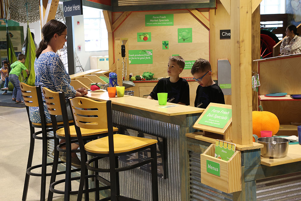 Playing together as a family in the grow it gallery at CMSM in Mankato