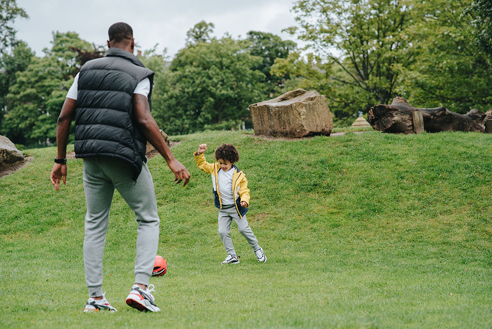 playing together outside in nature as family