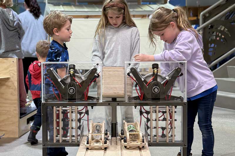 Nidec Power Zone exhibit air cars Children's Museum of Southern Minnesota