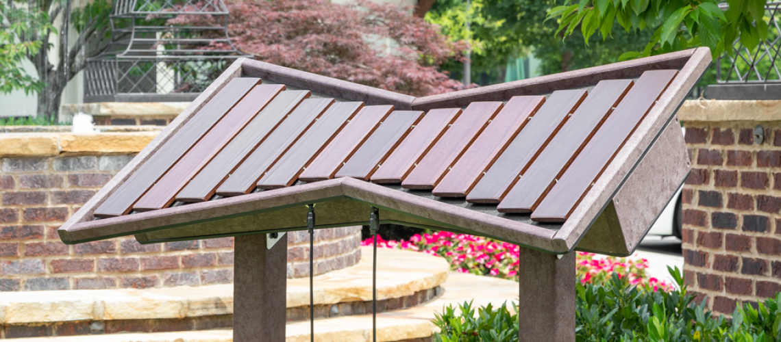 Marimba outdoor musical instrument in the upcoming Music Garden at the Children's Museum of Southern Minnesota